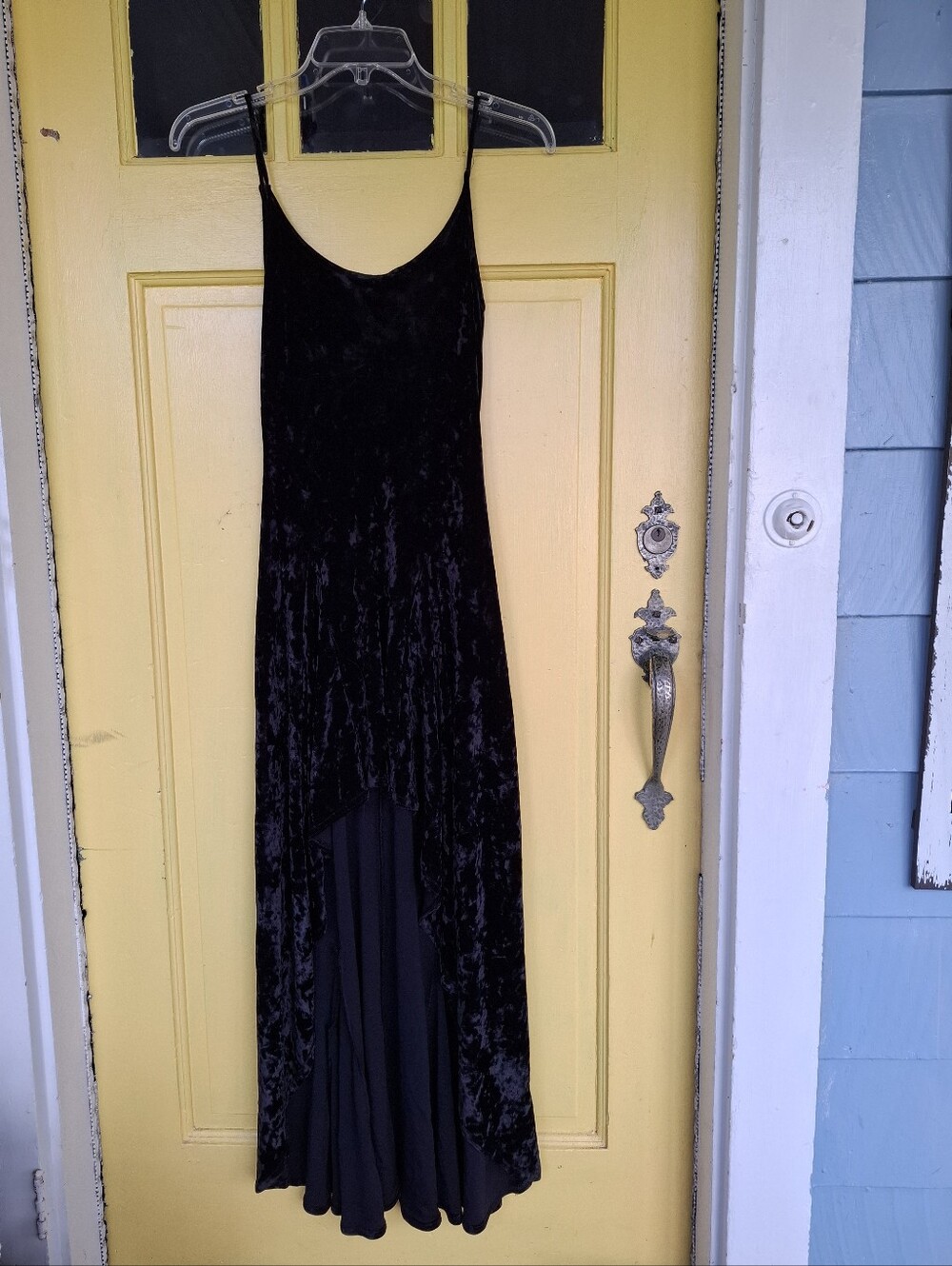 1980's Black Velvet High-Low Halter Cocktail Dress